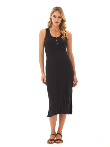 Lois Feather Rib Henley Tank Dress Womens Dresses Threads 4 Thought