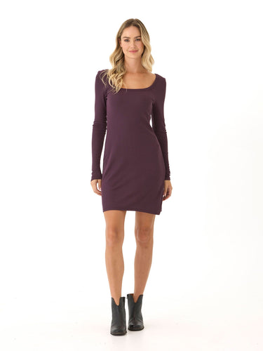 Betsey Feather Rib Square Neck Dress Womens Dresses Threads 4 Thought