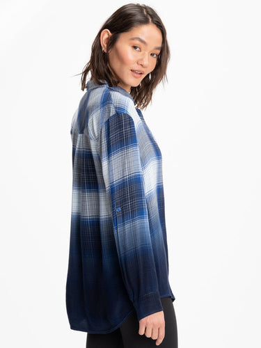 Marlow Woven Button-Up Plaid Shirt Womens Tops Long Threads 4 Thought