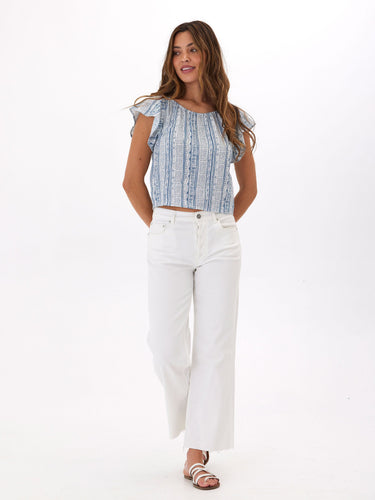 Henrietta Printed Gauze Top Womens Tops Short Threads 4 Thought