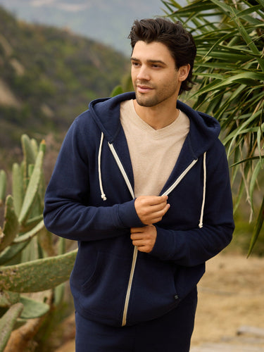 Men's Core Triblend Fleece Zip Hoodie Mens Outerwear Sweatshirt Threads 4 Thought