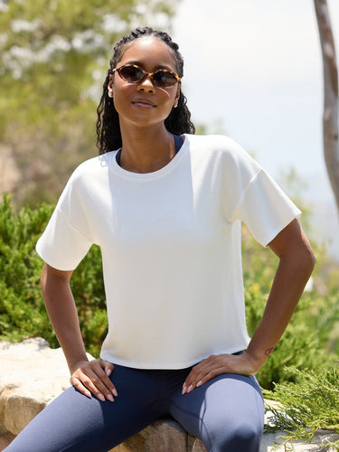Core Modal Terry Crew Neck Tee Womens Tops Short Tee Threads 4 Thought