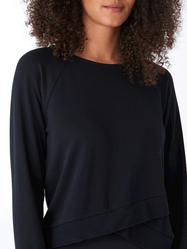 Halle Feather Fleece Crossover Hem Top Threads 4 Thought