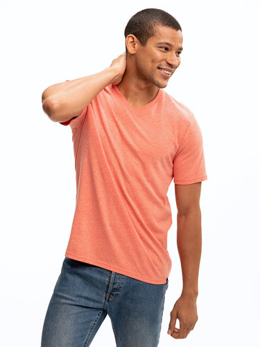 Triblend Short Sleeve V-Neck Mens Tops Tshirt Short Threads 4 Thought