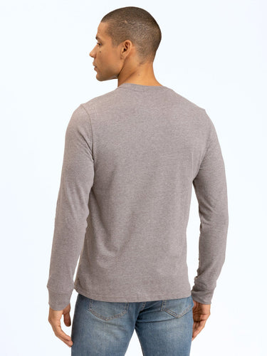 Long Sleeve Triblend 2-Button Henley Mens Tops tshirt Long Threads 4 Thought