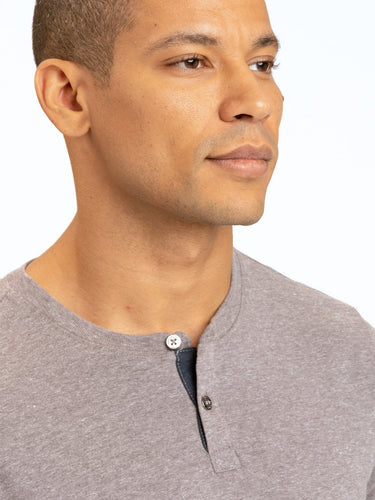Long Sleeve Triblend 2-Button Henley Mens Tops tshirt Long Threads 4 Thought