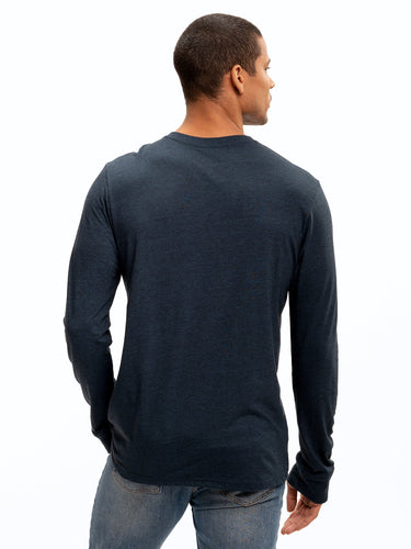 Long Sleeve Triblend 2-Button Henley Mens Tops tshirt Long Threads 4 Thought