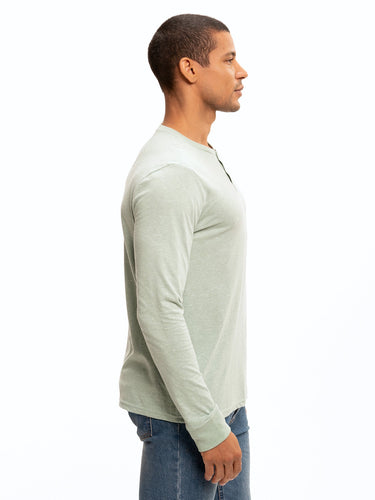 Long Sleeve Triblend 2-Button Henley Mens Tops Tshirt Long Threads 4 Thought