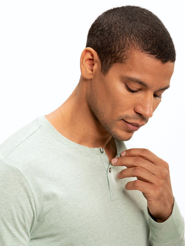 Long Sleeve Triblend 2-Button Henley Mens Tops Tshirt Long Threads 4 Thought