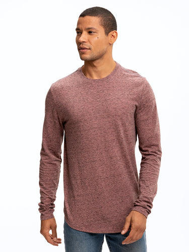 Black Fleck Triblend Long Sleeve Crew Mens Tops Tshirt Long Threads 4 Thought