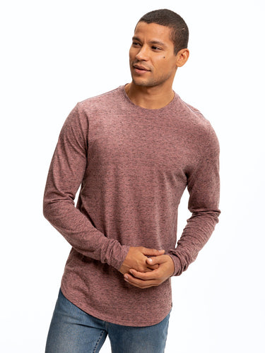 Black Fleck Triblend Long Sleeve Crew Mens Tops Tshirt Long Threads 4 Thought