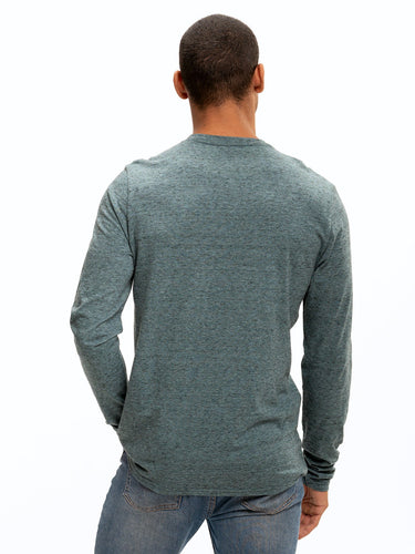 Braeden Black Fleck Long Sleeve Triblend Henley Mens Tops Tshirt Long Threads 4 Thought