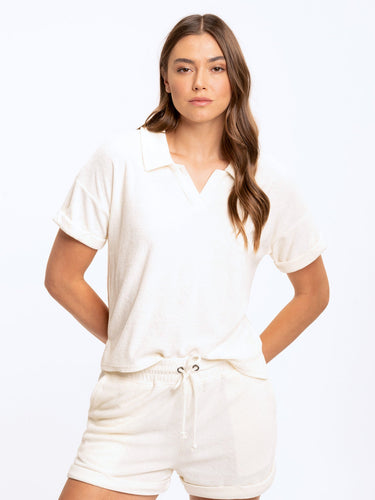 Larissa Crop Terry Polo Womens Tops Short Threads 4 Thought