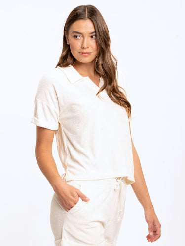 Larissa Crop Terry Polo Womens Tops Short Threads 4 Thought