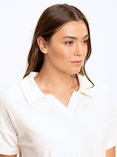 Larissa Crop Terry Polo Womens Tops Short Threads 4 Thought