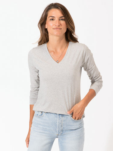 Women's Invincible Long Sleeve V-Neck Womens Tops Top Threads 4 Thought
