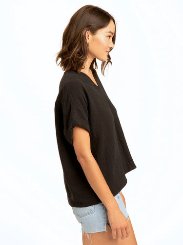Honora Gauze V-Neck Top Womens Tops Short Threads 4 Thought