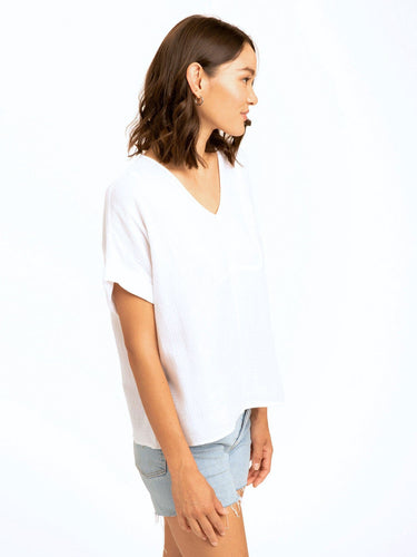 Honora Gauze V-Neck Top Womens Tops Short Threads 4 Thought