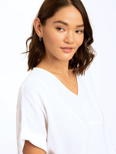 Honora Gauze V-Neck Top Womens Tops Short Threads 4 Thought