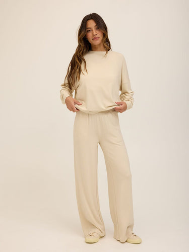 Esmeralda Feather Fleece Wide Leg Pant Womens Bottoms Sweatpants Threads 4 Thought 