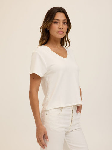 Bettine Modal Terry V-Neck Tee Womens Tops Short Tee Threads 4 Thought 