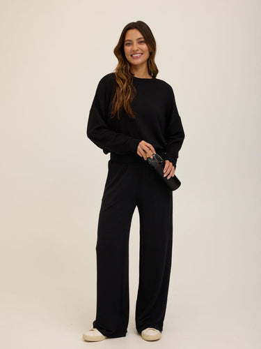 Esmeralda Feather Fleece Wide Leg Pant Womens Bottoms Sweatpants Threads 4 Thought 