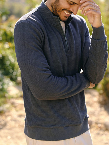 Dan Waffle Knit Quarter Zip Mens Outerwear Sweatshirt Threads 4 Thought 