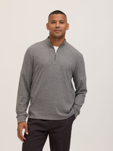 Kace Brushed Jacquard Quarter Zip Mock Neck Mens Outerwear Sweatshirt Threads 4 Thought 