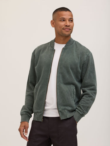 Walter Mineral Wash Heavy Terry Bomber Jacket Mens Outerwear Sweatshirt Threads 4 Thought 