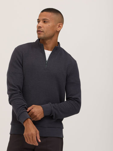 Dan Waffle Knit Quarter Zip Mens Outerwear Sweatshirt Threads 4 Thought 