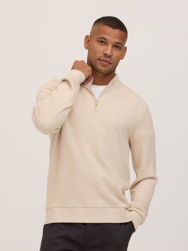 Dan Waffle Knit Quarter Zip Mens Outerwear Sweatshirt Threads 4 Thought 