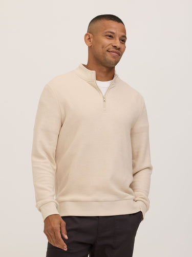 Dan Waffle Knit Quarter Zip Mens Outerwear Sweatshirt Threads 4 Thought 