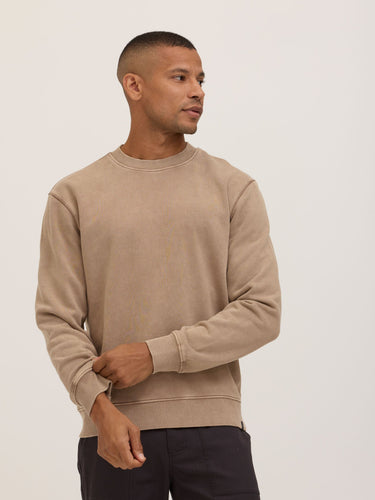 Dallas Mineral Wash Cotton Blend Terry Relaxed Crew Pullover Mens Outerwear Sweatshirt Threads 4 Thought 