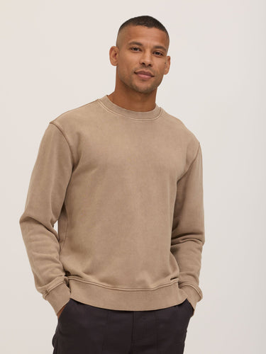 Dallas Mineral Wash Cotton Blend Terry Relaxed Crew Pullover Mens Outerwear Sweatshirt Threads 4 Thought 