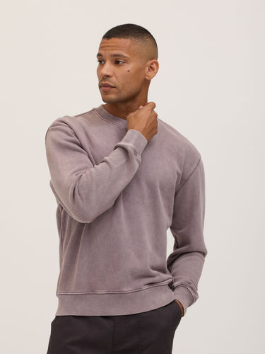 Dallas Mineral Wash Cotton Blend Terry Relaxed Crew Pullover Mens Outerwear Sweatshirt Threads 4 Thought 