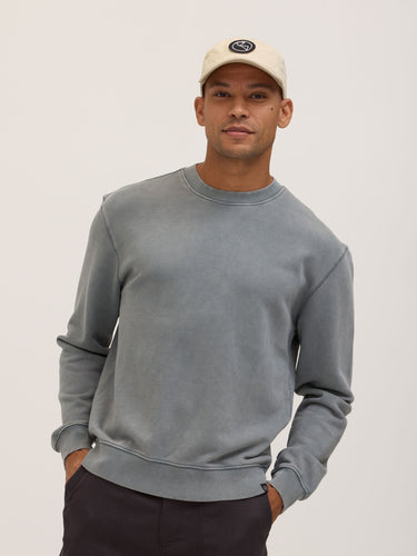 Dallas Mineral Wash Cotton Blend Terry Relaxed Crew Pullover Mens Outerwear Sweatshirt Threads 4 Thought 