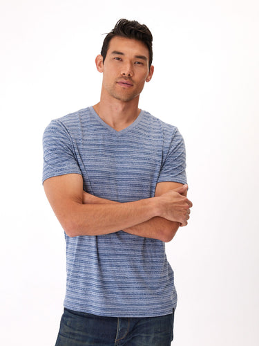 Dirt Road Stripe V-Neck Mens Tops Tshirt Short Threads 4 Thought 