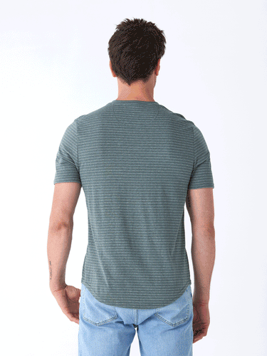 Stripe Triblend Jersey Short Sleeve Henley Mens Tops Tshirt Short Threads 4 Thought 