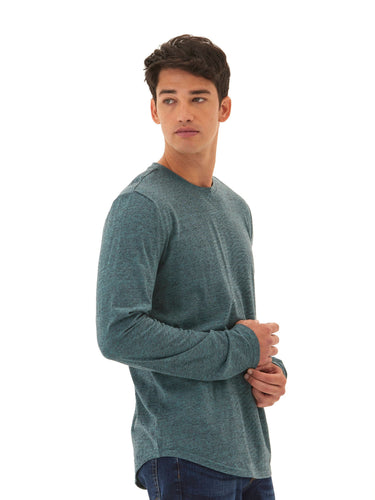 Black Fleck Triblend Long Sleeve Crew Mens Tops Tshirt Long Threads 4 Thought 