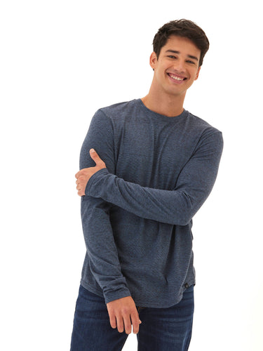 Black Fleck Triblend Long Sleeve Crew Mens Tops Tshirt Long Threads 4 Thought 