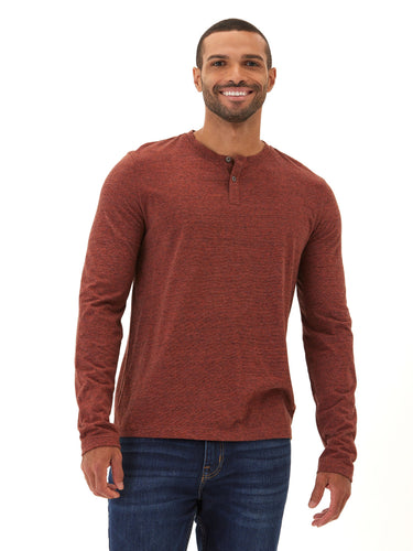 Braeden Black Fleck LS Triblend Henley Mens Tops Tshirt Long Henley Threads 4 Thought 