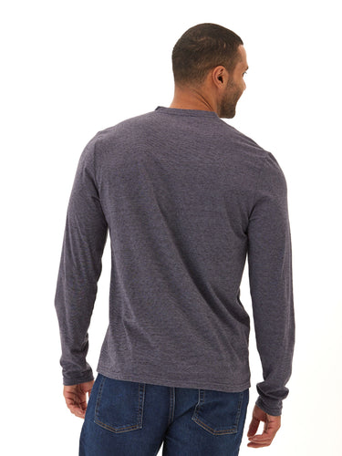 Braeden Black Fleck LS Triblend Henley Mens Tops Tshirt Long Henley Threads 4 Thought 