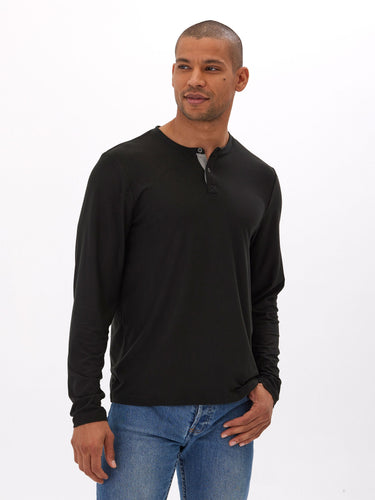 Frederick Luxe Jersey Long Sleeve Henley Mens Tops Tshirt Long Threads 4 Thought 