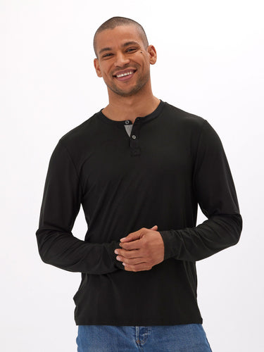 Frederick Luxe Jersey Long Sleeve Henley Mens Tops Tshirt Long Threads 4 Thought 