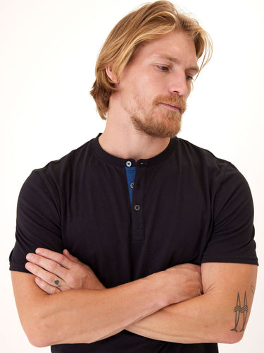 Chester Classic Jersey Contrast Henley Mens Tops Tshirt Short Threads 4 Thought 