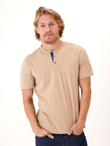 Chester Classic Jersey Contrast Henley Mens Tops Tshirt Short Threads 4 Thought 