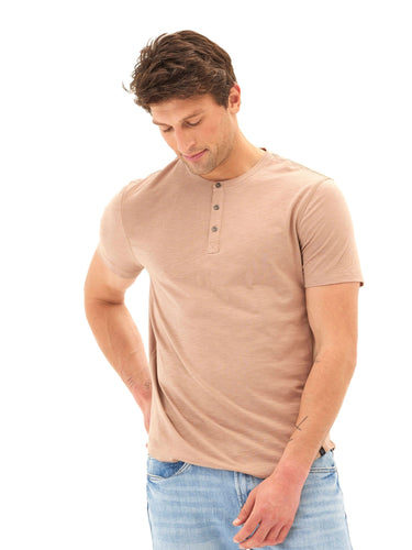 Heath Slub Jersey Short Sleeve Henley Mens Tops Tshirt Short Threads 4 Thought 