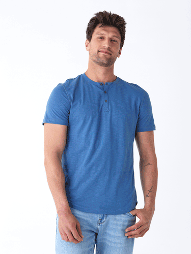 Heath Slub Jersey Short Sleeve Henley Mens Tops Tshirt Short Threads 4 Thought 