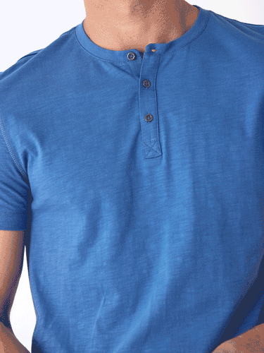 Heath Slub Jersey Short Sleeve Henley Mens Tops Tshirt Short Threads 4 Thought 