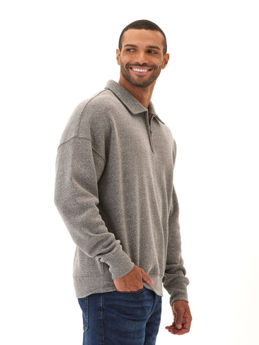 Gabe Triblend Fleece 1/4 Zip Polo Mens Outerwear Sweatshirt Threads 4 Thought 